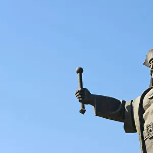 Statue of Kenesary Khan at the entrance to Turkestan, Kazakhstan
