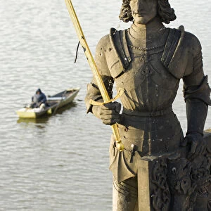 Statue of the knight Bruncvik, Charles Bridge, Prague, Capital city of Czech, UNESCO