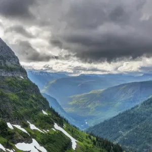 Stormy light over the McDonald Valley in Glacier National Park, Montana, USA