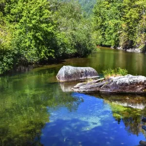 Summer Colors Reflection Wenatchee River Reflections Stevens Pass Leavenworth Washington Summer Colors Reflection Wenatchee River Reflections Stevens Pass Leavenworth Washington