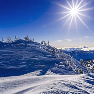 Sunflair over the Sierra from Mammoth Mountain Ski Area, Mammoth Lakes, California, USA