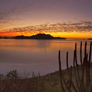 The sunrise over Isla Danzante in the Gulf of California from near Loreto Mexico