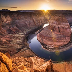 Sunset over Horseshoe Bend and the Colorado River, Glen Canyon National Recreation Area