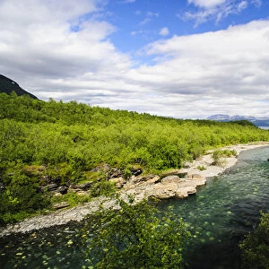 Sweden, Norrbotten. Abiskojokka near confluence with Torne Lake