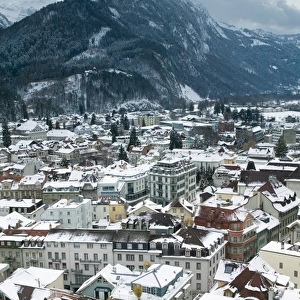SWITZERLAND-Bern-INTERLAKEN: Town View from Metropole Hotel / Daytime / Winter
