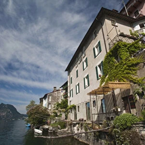 SWITZERLAND, Ticino Canton, Gandria. Lakefront buildings