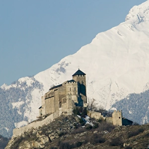 SWITZERLAND-Wallis / Valais-SION: Basilique de Valere (12th century) & Snow Covered