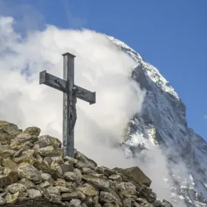 Matterhorn Print with Clouds and Cross