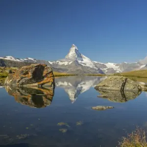 Switzerland, Zermatt, Matterhorn reflected in Stellisee