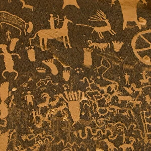 Symbols representing Fremont, Anasazi, Navajo and Anglo cultures record 2, 000 years