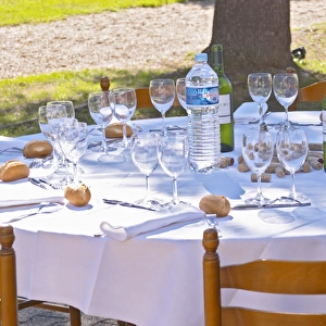 A table set for lunch in the garden a sunny autumn day - Chateau Pey la Tour, previously