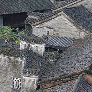 Tiled roofs of traditional houses, Longtan Ancient Village, Yangshuo, Guangxi, China