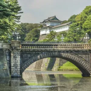 Tokyo Japan traditional Imperial Gardens in downtown city of traditional history