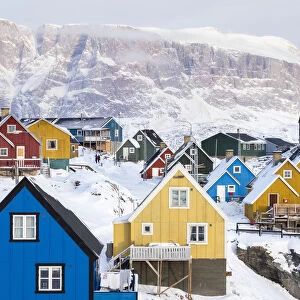Town Uummannaq during winter in northern Greenland, Denmark