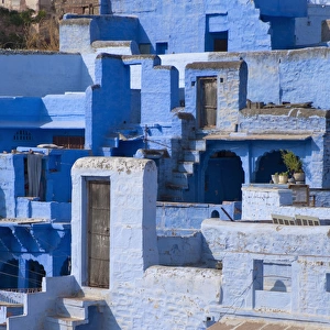 Traditional blue painted house, Jodphur, Rajasthan, India