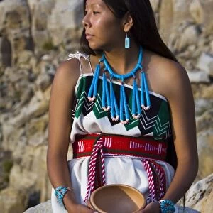 Traditional Hopi girl, Povi Lomayauma 16 year old teenager, dressed in traditionally