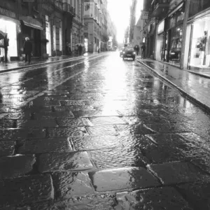 Turin Italy, Wet Street Evening Turin Italy, Wet Street Evening