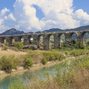 Turkey, Anatolia, Antalya, Aspendos, Aspendos Aqueduct over River Eurmedon Turkey, Anatolia, Antalya, Aspendos, Aspendos Aqueduct over River Eurmedon