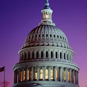 The U. S. Capitol at dusk with light in the dome