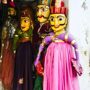Udaipur, Rajasthan, India. Male and female India toy puppets dressed in traditional Udaipur, Rajasthan, India. Male and female India toy puppets dressed in traditional