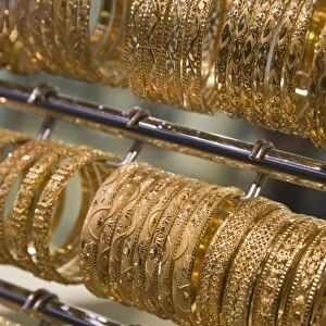 United Arab Emirates, Dubai, Deira. Deira Gold Souk / Market / Gold Bracelets