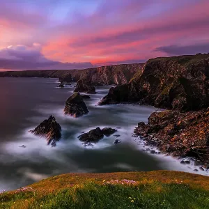 United Kingdom, England, Cornwall. Carnewas, The Cove at Bedruthan Steps at Sunset United Kingdom, England, Cornwall. Carnewas, The Cove at Bedruthan Steps at Sunset
