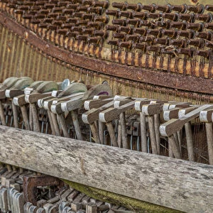 USA, Alaska, Sitka. Discarded Lindeman and Sons piano close-up