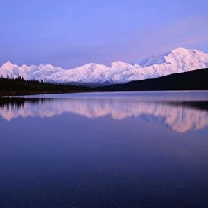USA, Alaska, Sunset, Wonder Lake, Reflection, Mount McKinley, Denali National Park