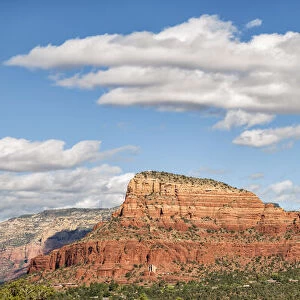 USA, Arizona, Sedona, Panoramic view of Twin Buttes and The Nuns