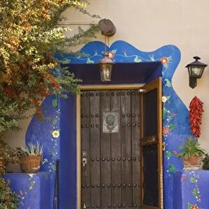 USA, Arizona, Tucson. Doorway and porch of Hacienda Del Sol Guest Ranch Resort