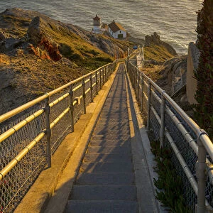 Usa, California. Hundreds of stairs lead down to Point Reyes Lighthouse, on the northern California coast