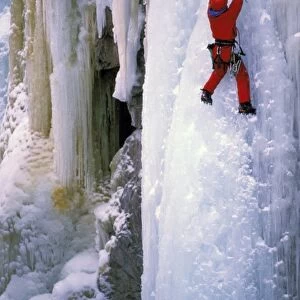 USA, Colorado, Ouray. Ice Climbing. (MR)