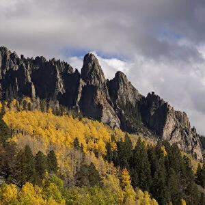 USA, Colorado, Uncompahgre National Forest. Mountain and forest in autumn