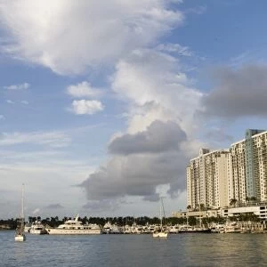 USA, Florida, North Miami Beach: View of Condo Towers and Biscayne Bay