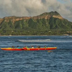 Diamond Head Outrigger Canoe Print Diamond Head Outrigger Canoe Print