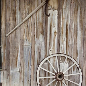 USA, Louisiana, Eunice. Old wagon wheel