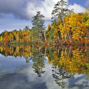 USA, Maine. Autumn scenic of Upper Togue Pond