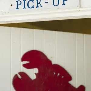 USA, Maine, Freeport, lobster pound sign USA, Maine, Freeport, lobster pound sign