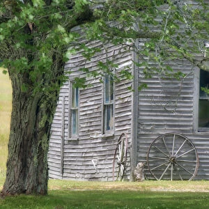 USA, Maine. Historic Stone Barn Farm (1820) in Bar Harbor
