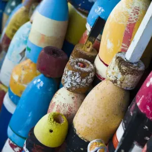 USA, Massachusetts, Cape Ann, Rockport, lobster buoys