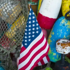 USA, Massachusetts, Cape Ann, Rockport, lobster buoys
