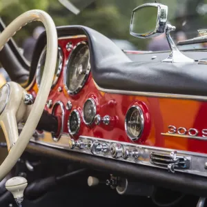 USA, Massachusetts, Essex. Antique cars, detail of 1950 s-era Mercedes Gullwing USA, Massachusetts, Essex. Antique cars, detail of 1950 s-era Mercedes Gullwing