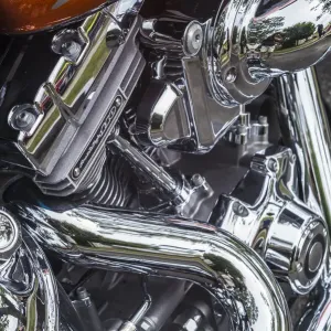 USA, Massachusetts, Essex. Motorcycle engine detail USA, Massachusetts, Essex. Motorcycle engine detail