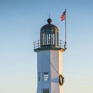 USA, Massachusetts, Scituate, Scituate Lighthouse at sunset