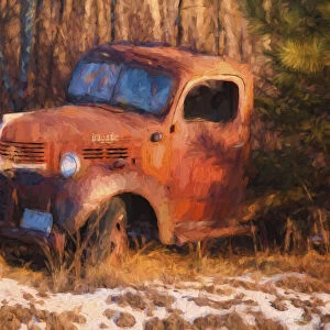 USA, Minnesota, Hinckley. Abstract of abandoned vintage truck