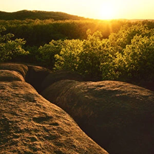 USA, Missouri, Iron County, Elephant Rocks Natural Area, Sunset