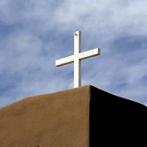 USA, New Mexico, Nambe. Mission El Sagrado Corazon or Sacred Heart catholic church in Nambe