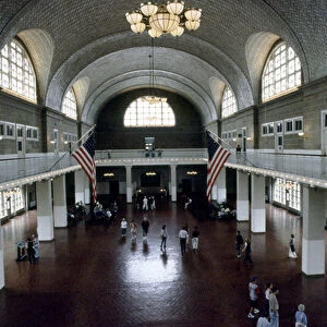 USA, New York, Ellis Island. Registry room from balcony