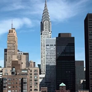 USA, New York, New York City, The cityscape of Manhattan with Chrysler Building in
