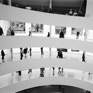 USA, New York, New York City: The Guggenheim Museum Crowded Gallery View